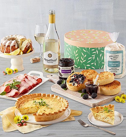Spring Brunch Hat Box Gift with Wine
